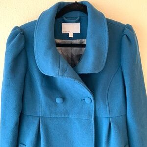 LIKE NEW! Old Navy Wool Coat Womens Size Medium Teal Blue Double Breasted